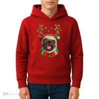 Pug Christmas Festive Cute Kids Hoodie thumb 4