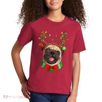 Pug Christmas Festive Cute Kids T-Shirt thumb 2