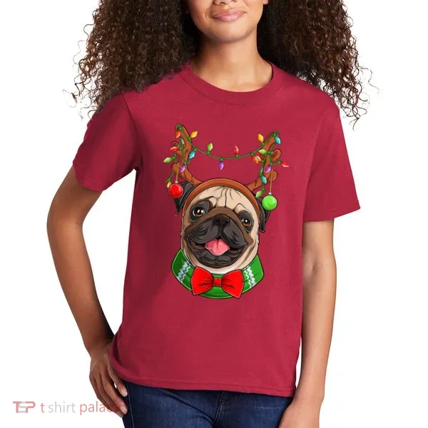 Pug Christmas Festive Cute Kids T-Shirt