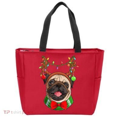 Pug Christmas Festive Cute Tote Bag