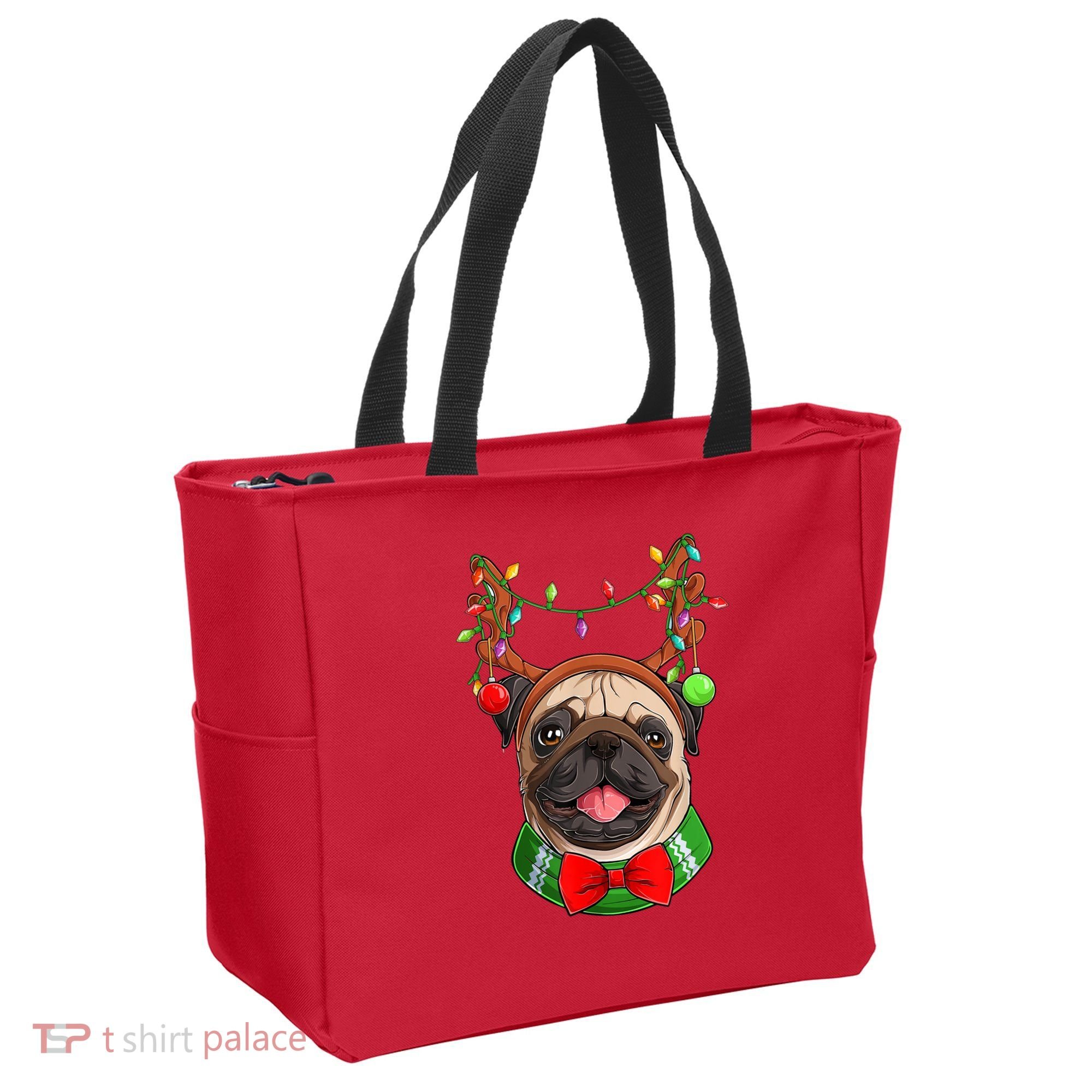 Pug Christmas Festive Cute Tote Bag