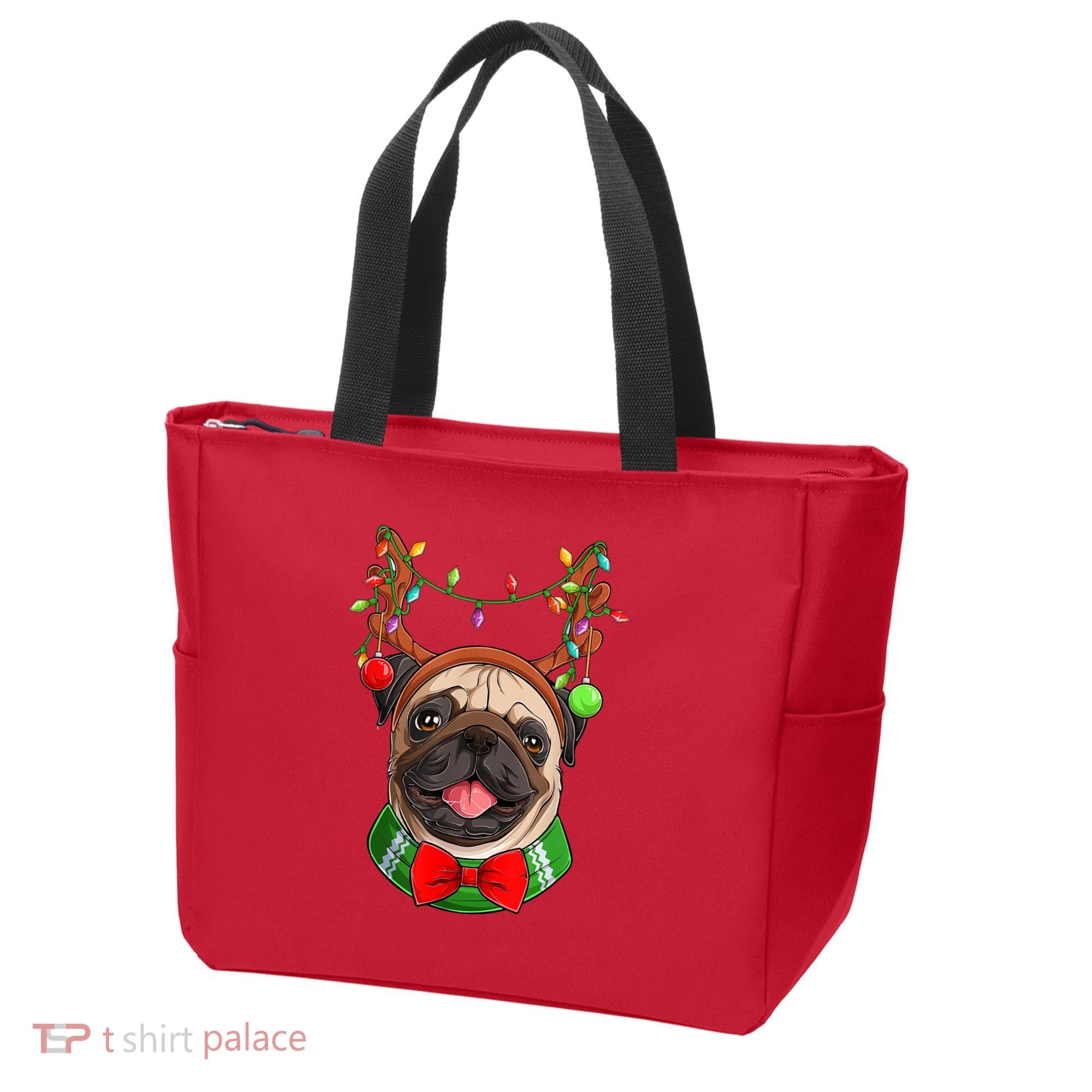 Pug Christmas Festive Cute Tote Bag