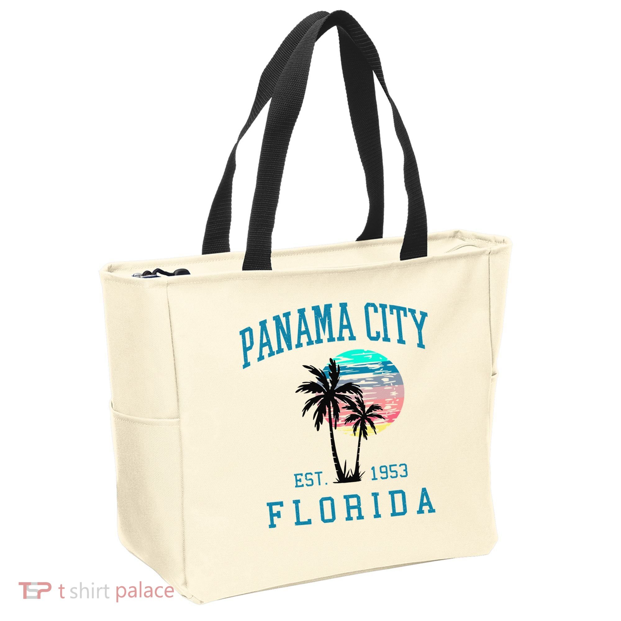 Panama City Florida Spring Vacations Beach Palm Trees Summer Tote Bag