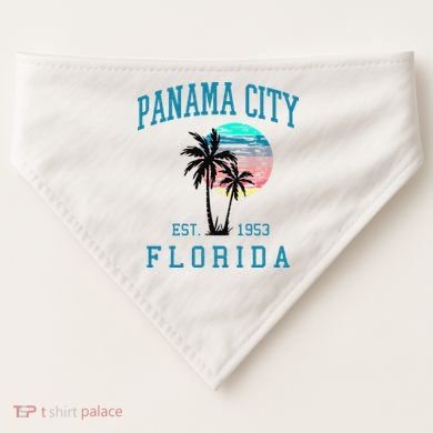 Panama City Florida Spring Vacations Beach Palm Trees Summer USA-Made Doggie Bandana