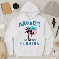 Panama City Florida Spring Vacations Beach Palm Trees Summer Hoodie thumb 3