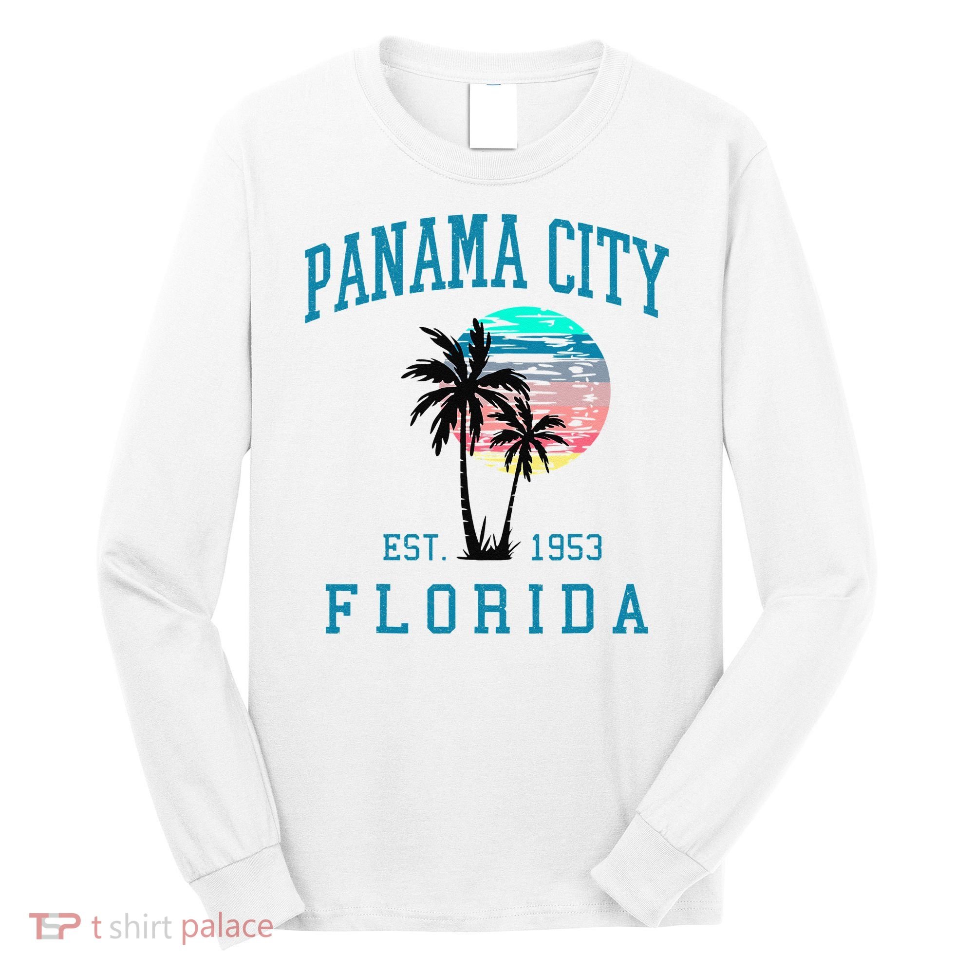 Panama City Florida Spring Vacations Beach Palm Trees Summer Long Sleeve Shirt