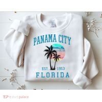 Panama City Florida Spring Vacations Beach Palm Trees Summer Sweatshirt thumb 2