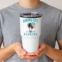 Panama City Florida Spring Vacations Beach Palm Trees Summer Tumbler thumb 2