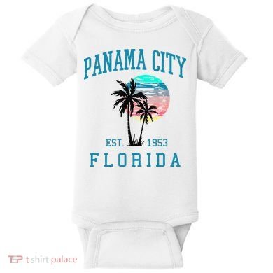 Panama City Florida Spring Vacations Beach Palm Trees Summer Baby Bodysuit
