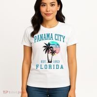 Panama City Florida Spring Vacations Beach Palm Trees Summer Women's T-Shirt thumb 4