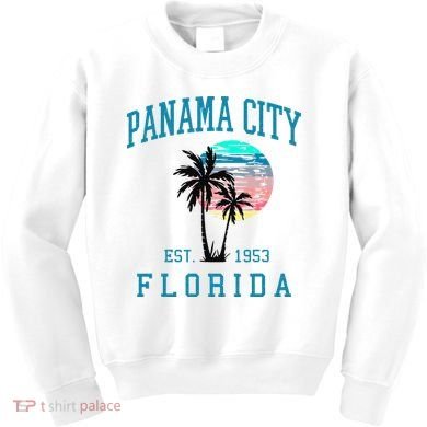 Panama City Florida Spring Vacations Beach Palm Trees Summer Kids Sweatshirt
