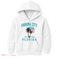 Panama City Florida Spring Vacations Beach Palm Trees Summer Kids Hoodie thumb 0