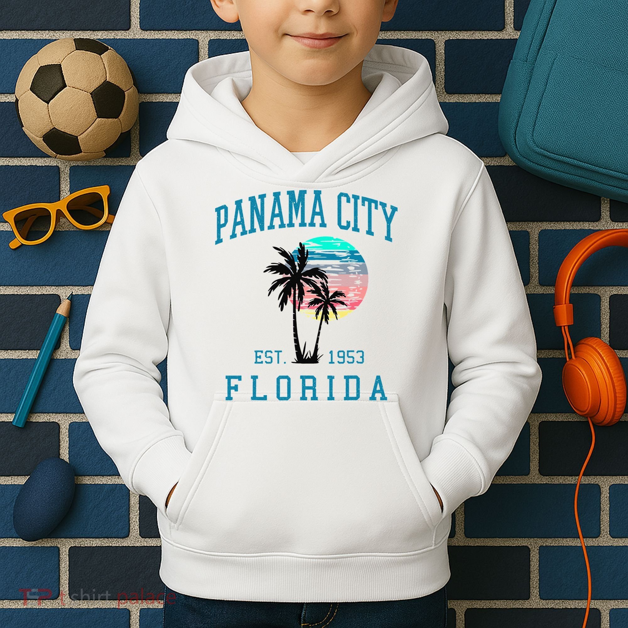 Panama City Florida Spring Vacations Beach Palm Trees Summer Kids Hoodie