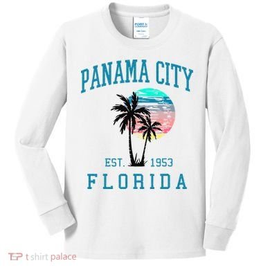 Panama City Florida Spring Vacations Beach Palm Trees Summer Kids Long Sleeve Shirt