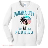 Panama City Florida Spring Vacations Beach Palm Trees Summer Kids Long Sleeve Shirt thumb 0
