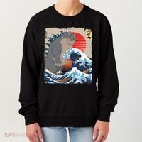 Persian Catzilla Funny Cat Ocean Waves Japanese Art Retro Women's Sweatshirt thumb 0