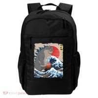 Persian Catzilla Funny Cat Ocean Waves Japanese Art Retro Backpack thumb 0