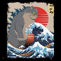 Persian Catzilla Funny Cat Ocean Waves Japanese Art Retro Coffee Mug thumb 5