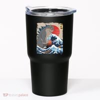 Persian Catzilla Funny Cat Ocean Waves Japanese Art Retro Tumbler thumb 0