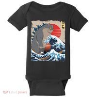 Persian Catzilla Funny Cat Ocean Waves Japanese Art Retro Baby Bodysuit thumb 0