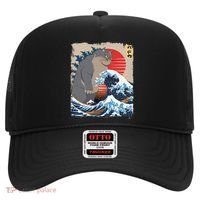 Persian Catzilla Funny Cat Ocean Waves Japanese Art Retro Hat thumb 0