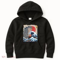 Persian Catzilla Funny Cat Ocean Waves Japanese Art Retro Kids Hoodie thumb 0