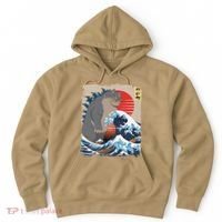 Persian Catzilla Funny Cat Ocean Waves Japanese Art Retro Hoodie thumb 0