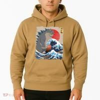 Persian Catzilla Funny Cat Ocean Waves Japanese Art Retro Hoodie thumb 2