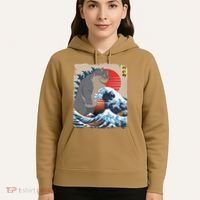Persian Catzilla Funny Cat Ocean Waves Japanese Art Retro Hoodie thumb 5