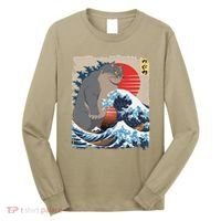 Persian Catzilla Funny Cat Ocean Waves Japanese Art Retro Long Sleeve Shirt thumb 0