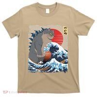 Persian Catzilla Funny Cat Ocean Waves Japanese Art Retro T-Shirt thumb 0
