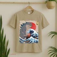 Persian Catzilla Funny Cat Ocean Waves Japanese Art Retro T-Shirt thumb 2