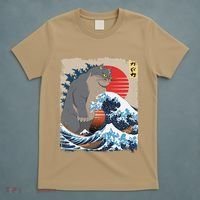 Persian Catzilla Funny Cat Ocean Waves Japanese Art Retro T-Shirt thumb 5