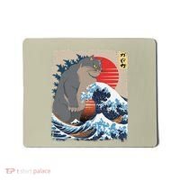 Persian Catzilla Funny Cat Ocean Waves Japanese Art Retro Mousepad thumb 0