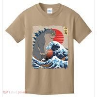 Persian Catzilla Funny Cat Ocean Waves Japanese Art Retro Kids T-Shirt thumb 0