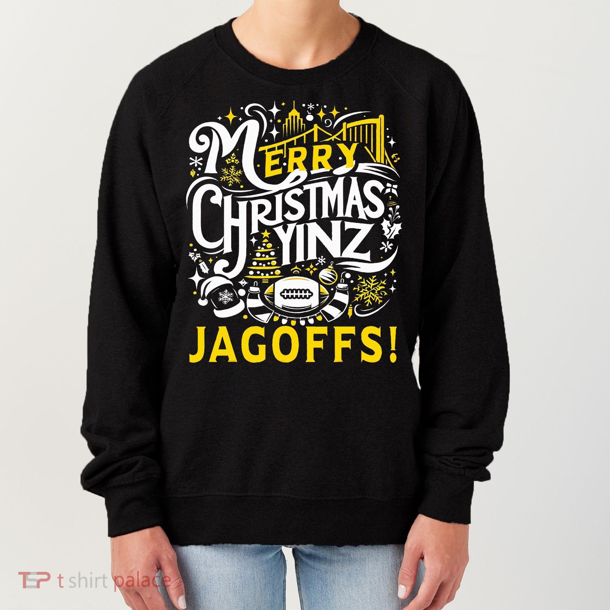 Pittsburgh Christmas Funny Yinz Jagoff Ugly Women's Sweatshirt