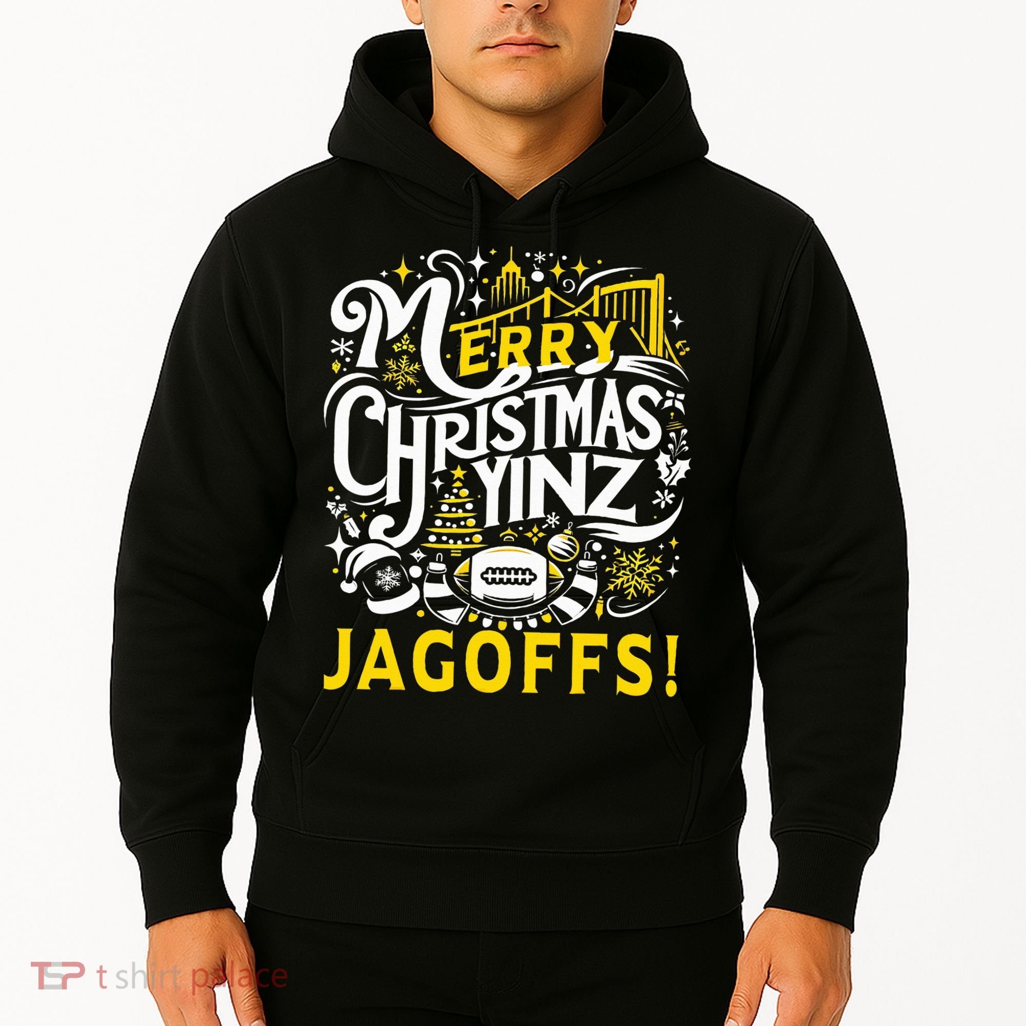 Pittsburgh Christmas Funny Yinz Jagoff Ugly Hoodie