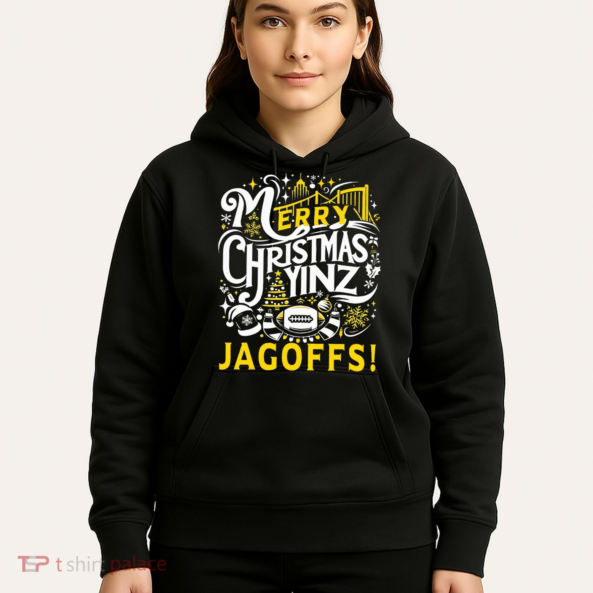 Pittsburgh Christmas Funny Yinz Jagoff Ugly Hoodie