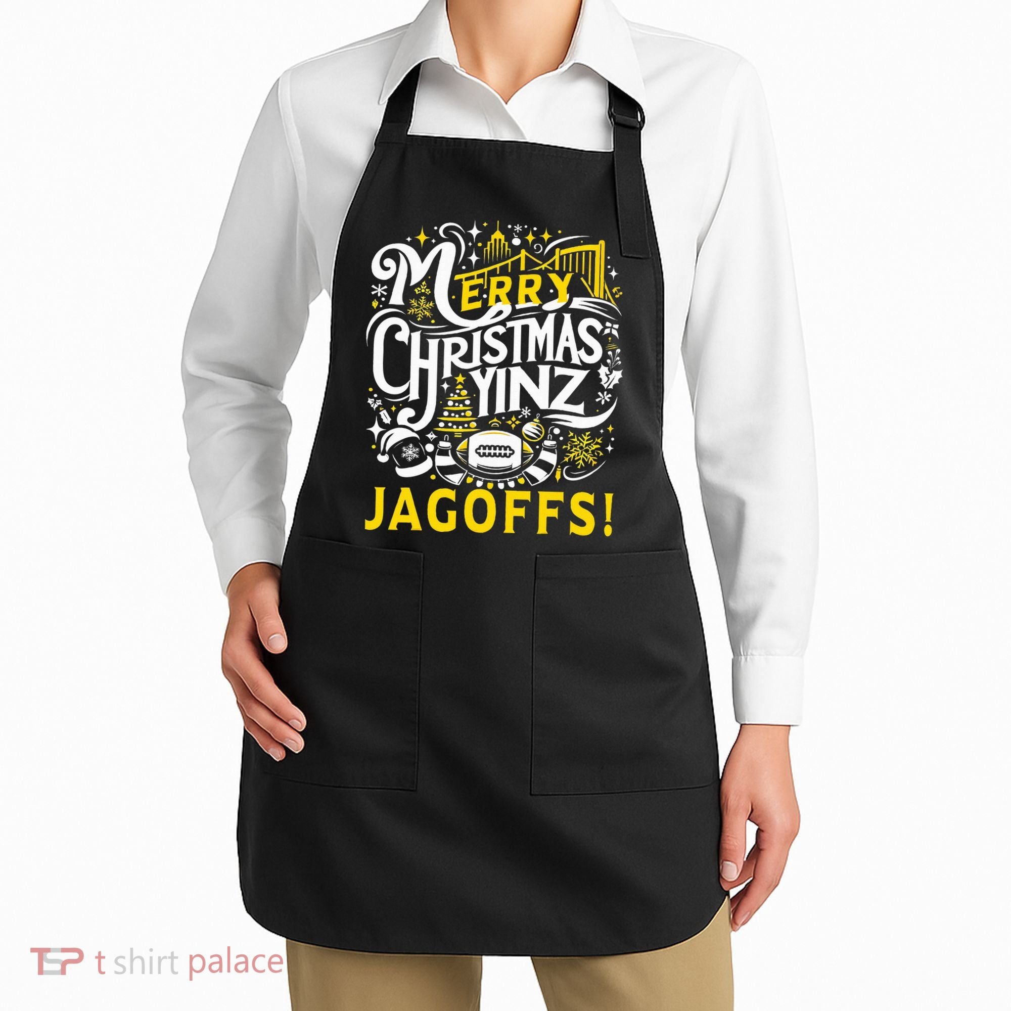 Pittsburgh Christmas Funny Yinz Jagoff Ugly Apron
