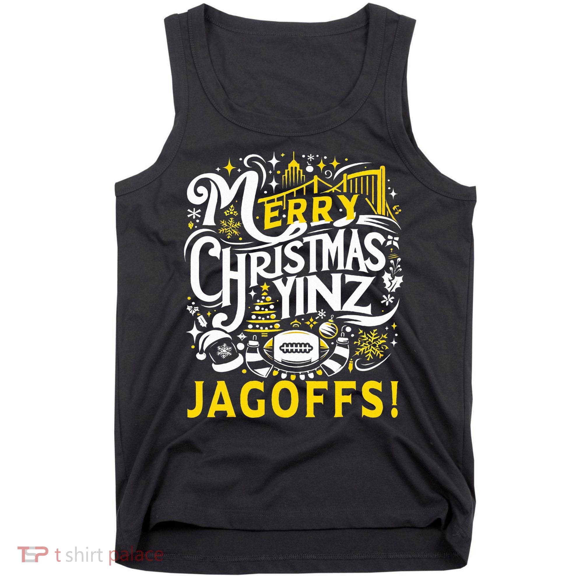 Pittsburgh Christmas Funny Yinz Jagoff Ugly Tank Top