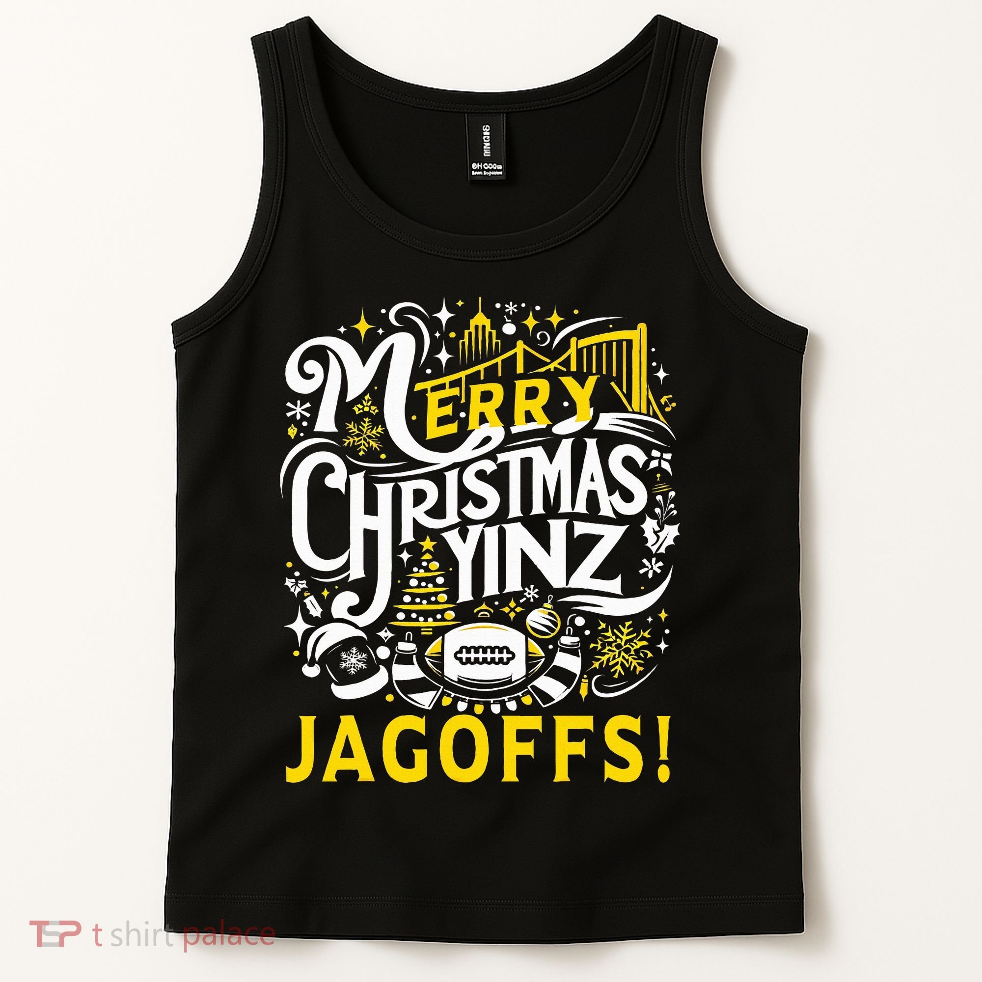 Pittsburgh Christmas Funny Yinz Jagoff Ugly Tank Top