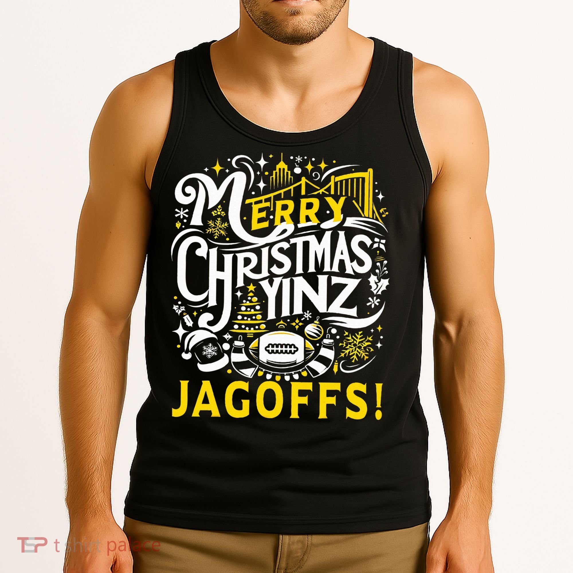 Pittsburgh Christmas Funny Yinz Jagoff Ugly Tank Top