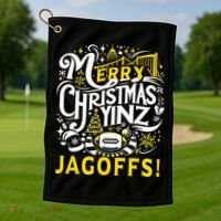 Pittsburgh Christmas Funny Yinz Jagoff Ugly Golf Towel thumb 1