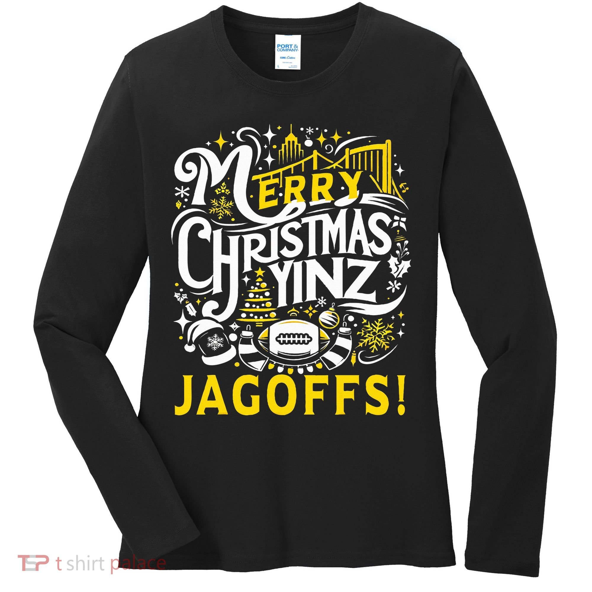 Pittsburgh Christmas Funny Yinz Jagoff Ugly Women's Long Sleeve Shirt