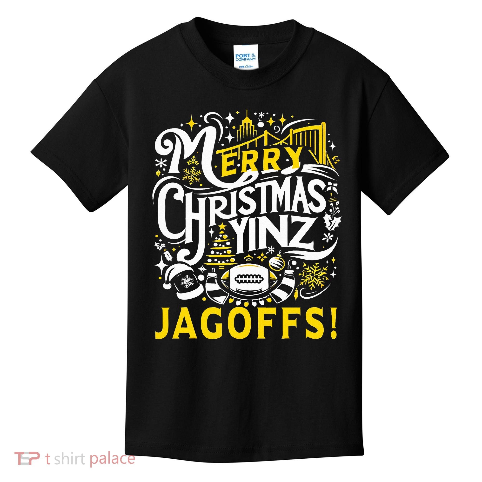 Pittsburgh Christmas Funny Yinz Jagoff Ugly Kids T-Shirt
