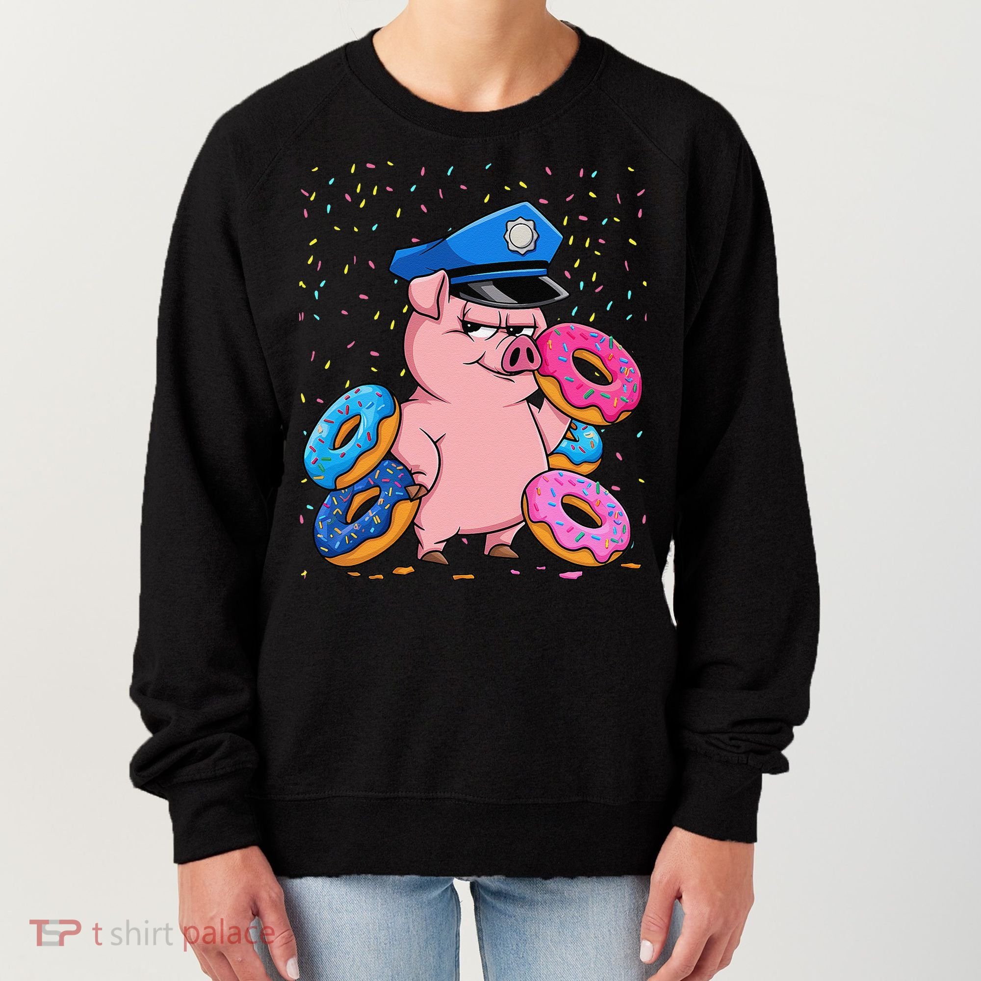 Pig Cop Funny Police Officer Doughnut Women's Sweatshirt