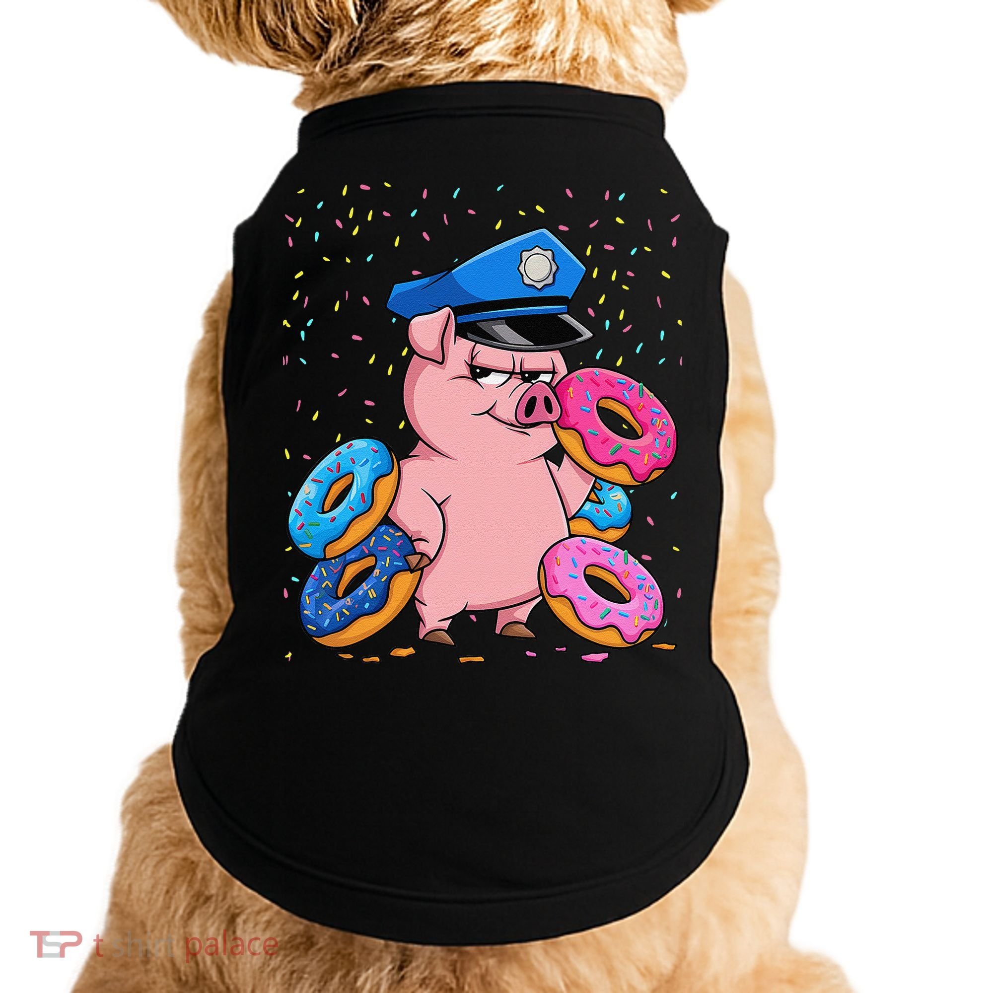 Pig Cop Funny Police Officer Doughnut Doggie Tank