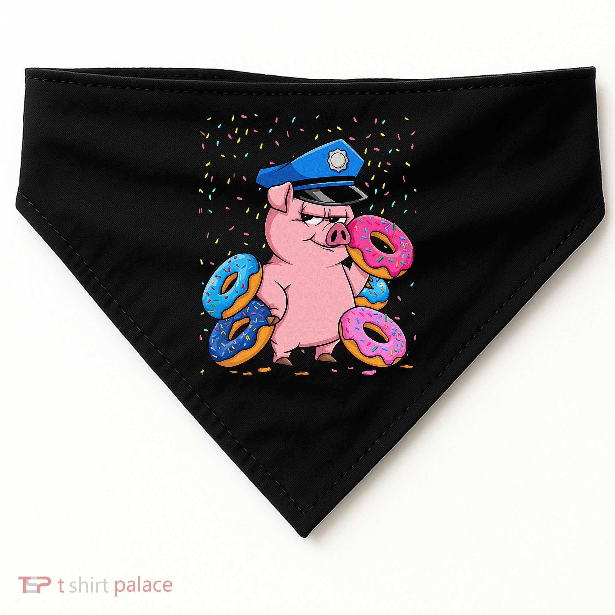 Pig Cop Funny Police Officer Doughnut USA-Made Doggie Bandana