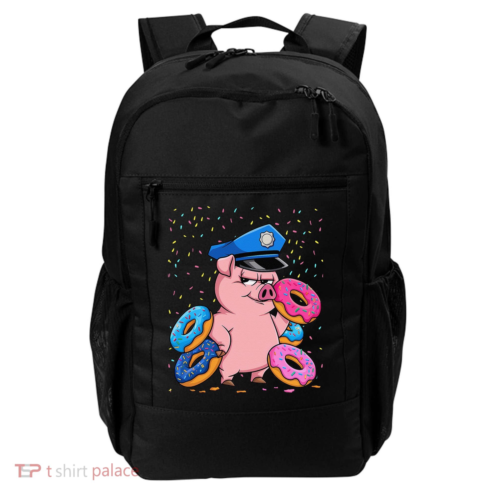 Pig Cop Funny Police Officer Doughnut Backpack