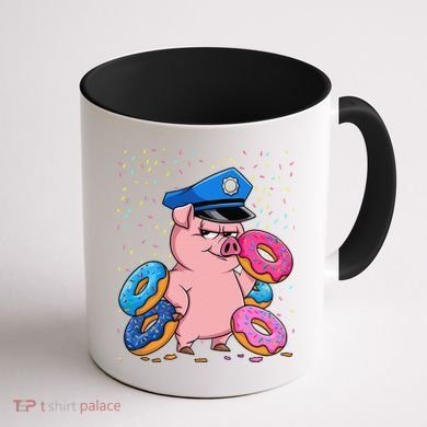 Pig Cop Funny Police Officer Doughnut Coffee Mug back